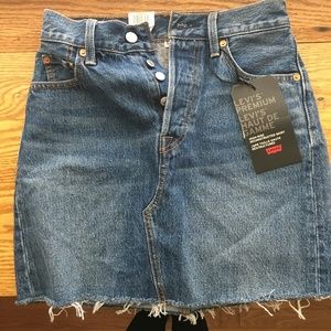 Levis high rise deconstructed denim skirt